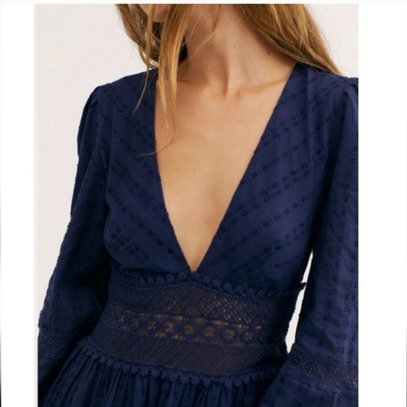 Free People The Delightful Mini Dress Navy - Picture 2 of 7